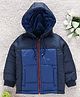 Babyhug Full Sleeves Hooded Winter Jacket - Navy Blue
