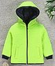 Babyhug Full Sleeves Quilted Winter Jacket With Hood - Neon Green