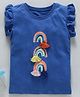 Kookie Kids Flutter Sleeves Top Rainbow Print - Blue