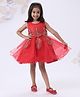 Mark & Mia Sleeveless Party Wear Frock Pearl Embellishment - Red