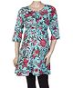W Quarter Sleeves Floral Printed Kurta Style Tunic Top