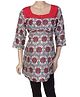 W Quarter Sleeves Kurta Style Top - Solid Print
