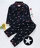 Nite Flite Star Print Full Sleeves Night Suit - Navy Blue