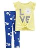 Carter's 2 Piece Love Flutter Tie Front Tee & Floral Legging Set - Yellow Blue