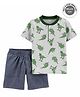 2-Piece Dinosaur Jersey Henley Tee & Chambray Shorts Set - Grey