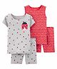 Carter's 4-Piece Ladybug Snug Fit Cotton Night Suit - Red Grey