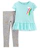 Carter's Half Sleeves Top With leggings Rainbow Print - Blue Grey