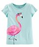 Carter's Flamingo Split Shoulder Jersey Tee - Blue