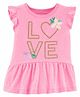 Carter's Flutter Sleeves Frock Style Top Love Print - Pink