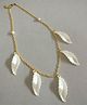 Tiny Closet Leaf Design Gold Chain Necklace - White