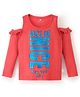 Olio Kids Cold Shoulder Top Text Print - Red