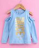 Olio Kids Cold Shoulder Top Text Print - Sky Blue