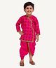 Bownbee Janmashtami Theme Full Sleeves Motif Design Kurta With Dhoti - Pink