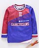 Game Begins Full Sleeves Tee Text Print - Blue Pink