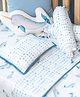 Masilo Silky-Soft 6 Piece Bamboo Muslin Cot Bedding Set For Infant/Baby's Nursery Soft and comfort, 0 to 2 Years - Narwhal - Blue