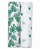 Masilo Organic 2 Piece Silky-Soft Bamboo Swaddle Blanket 105 x 105 cm For Baby's/kids Nursery, Softest and most eco-friendly fabrics, Lightweight, 0 to 2 Years - Leaves - Green