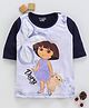 Eteenz Three Fourth Sleeves Tee Dora Print - White Navy Blue