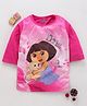 Eteenz Three Fourth Sleeves Top Dora Print - Pink