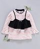 Meng Wa Full Sleeves Frock Striped - Peach White