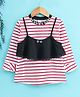 Meng Wa Full Sleeves Frock Striped - Red White