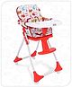 Babyhug Bloom High Chair with Footrest Animal Print - Red| Compact Fold| Safety Harness| Removable Cushion| Adjustable Feeding Tray| Wheels with Lock