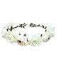 Syga Rose Floral Crown Tiara With Adjustable Ribbon - Cream