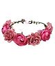 Syga Rose Floral Crown Tiara With Adjustable Ribbon - Light Pink