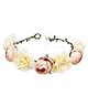 Syga Rose Floral Crown Tiara With Adjustable Ribbon - Cream Peach
