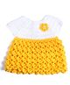 Knits & Knots crochet Flower Decorated Crochet Half Sleeves Dress - Yellow & White