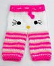 Knits & Knots crochet Kitty Face Decorated Full Length Pants  - Pink & White