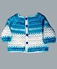 Knits & Knots Dual Shaded Crochet Full Sleeves Sweater - Blue & White