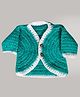 Knits & Knots Semicircle Crochet Full Sleeves Sweater - Green & White