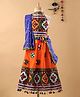 Bownbee Mirror Work Sleeveless Choli With Dupatta & Lehenga Set - Orange