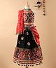 Bownbee Mirror Work Sleeveless Choli With Dupatta & Lehenga Set - Black