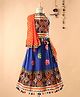 Bownbee Mirror Work Sleeveless Choli With Dupatta & Lehenga Set - Blue