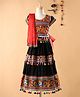 Bownbee Motif Embroidery Half Sleeves Choli With Dupatta & Lehenga Set - Black