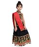 Bownbee Couple Dancing Garba Embroidered Sleeveless Choli with Lehenga & Dupatta - Black
