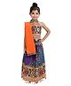 Bownbee All Over Bandhani Print & Motif Embroidery Detailing Sleeveless Choli With Lehenga & Dupatta - Blue