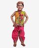 Bownbee Bandhani Print & Embroidered Sleeveless Kedia Set - Yellow