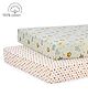 Babyhug Premium Cotton Flat Crib Sheets Set of 2 - Jungle Safari Theme 