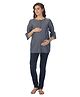 Kriti Three Fourth Sleeves Maternity Nursing Top - Blue