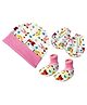 Brandonn New Cap Mittens & Booties Set Multi Print Pink  -  Diameter 12 cm