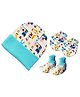 Brandonn New Cap Mittens & Booties Set Multi Print Blue  -  Diameter 12 cm