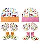 Brandonn New Cap Mittens & Booties Set Multi Print Orange Pink  -  Diameter 12 cm