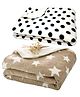 Brandonn Blankets Star & Polka Dot Print Pack Of 2 - Brown White