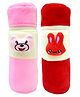 Brandonn Velvet Feeding Bottle Covers With Animal Motifs Fits 250 ml Bottle Set of 2 - Red Pink