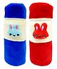 Brandonn Velvet Feeding Bottle Covers With Animal Motifs Fits 250 ml Bottle Set of 2 - Red Blue