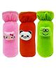 Brandonn Velvet Feeding Bottle Covers With Animal Motifs Fits 250 ml Bottle Set of 3 - Multicolor