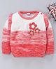 Babyhug Full Sleeves Sweater Floral Embroidered - Pink