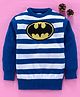 Mom's Love Full Sleeves Striped Pullover Sweater Batman Design - Blue